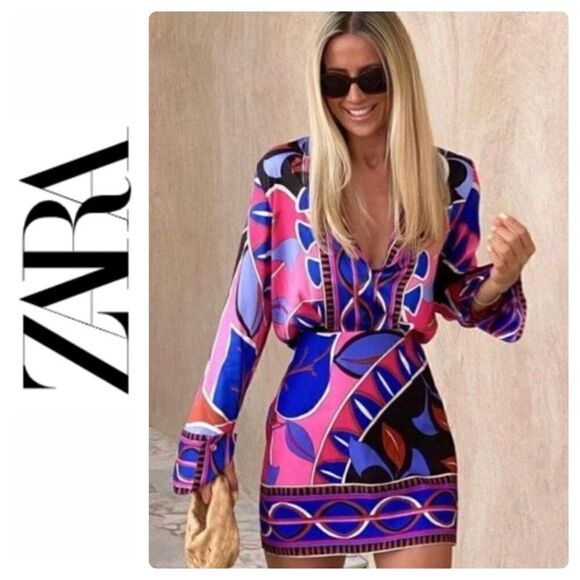 NWT Zara Blogger’s Favorite Multicolored High Waisted Printed Dart Skirt - Picture 1 of 16